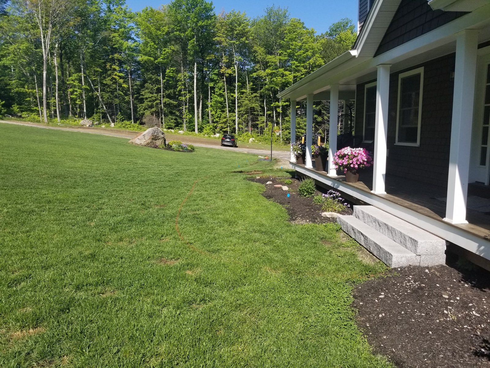 Hardscape project before Tyler Lawn Care work